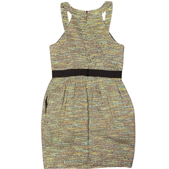 Shoshanna Green Stripe Silk Blend Metallic Sleeveless Tweed Dress - Size 6 - Picture 8 of 9